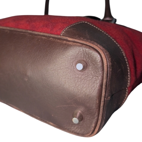 Vintage Coach • Signature Wool & Leather Tote Bag F1J-7723 Burgundy Oxblood Y2K - Picture 6 of 15